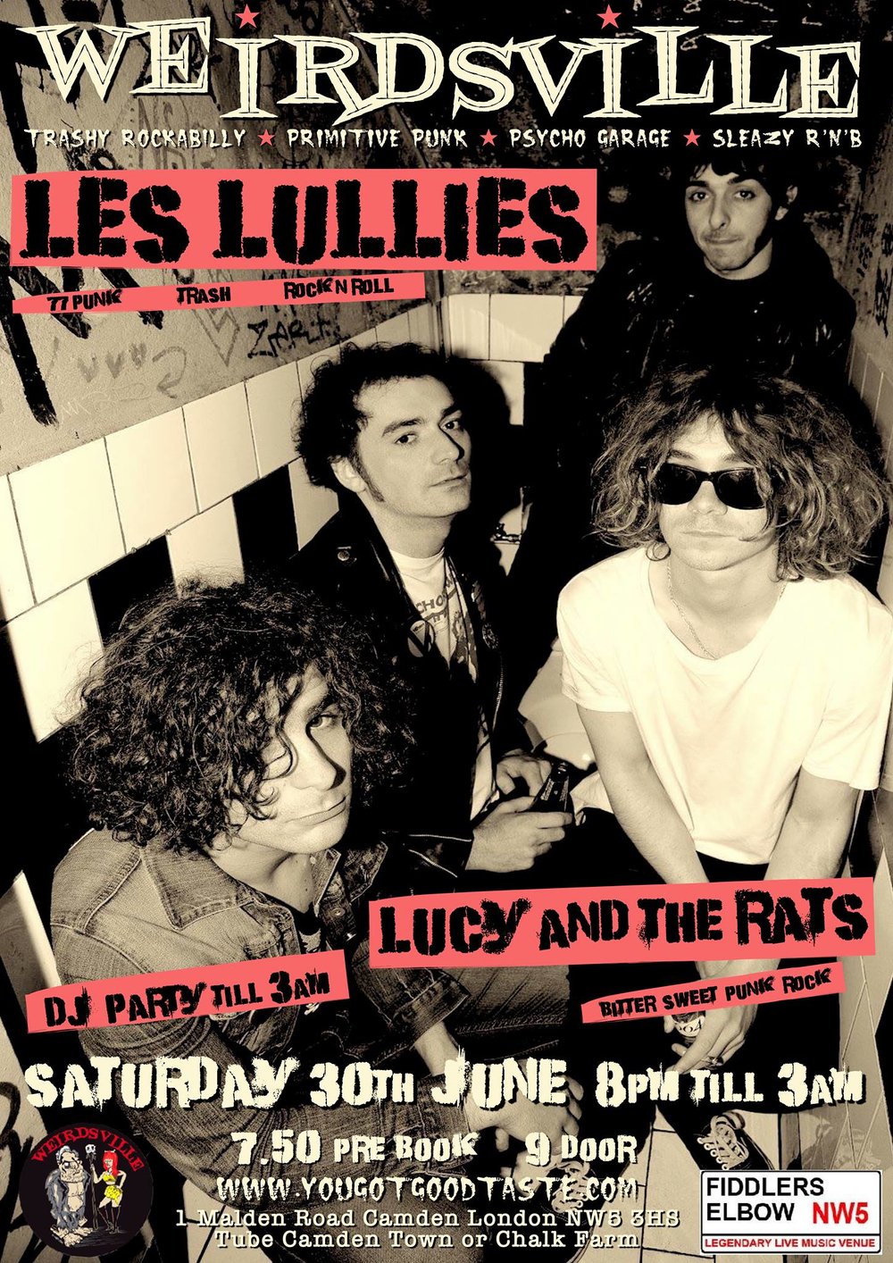 
                Weirdsville-Les Lullies, Lucy & the Rats + DJs at The Fiddler's Elbow promotional image