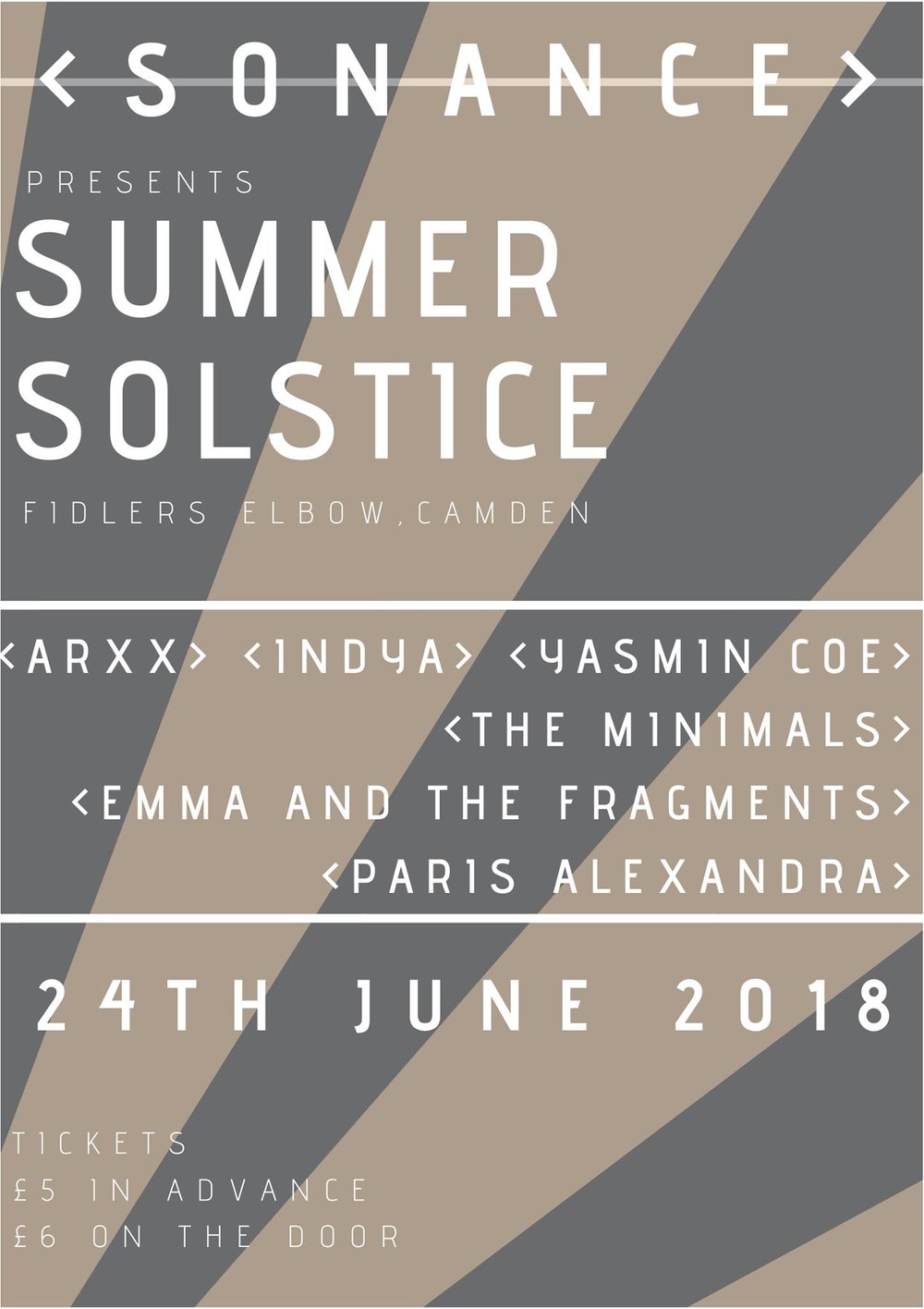 
                Sonance Presents ARXX, Yasmin Coe, Minimals, and more.. at The Fiddler's Elbow promotional image