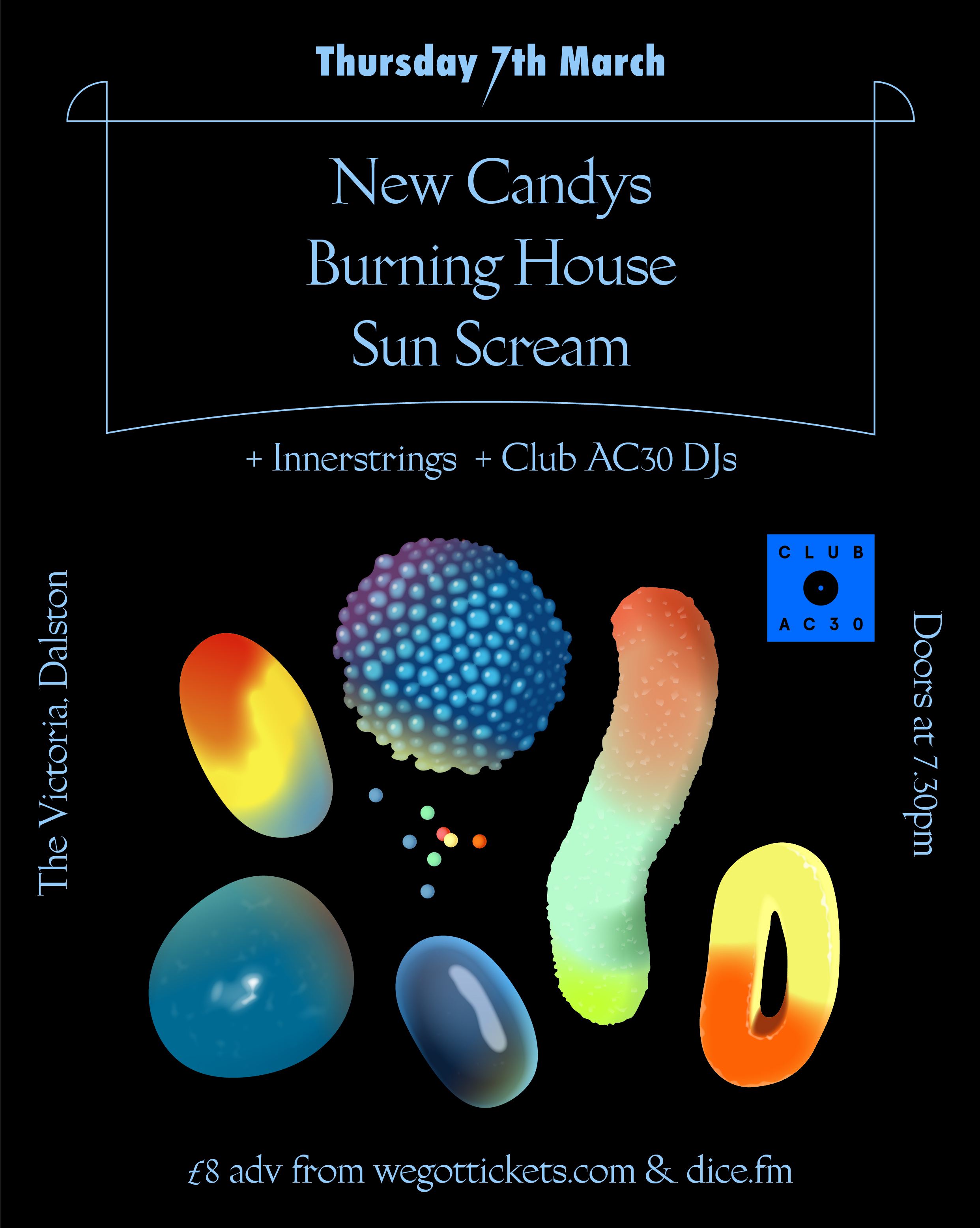 Club AC30: New Candys, Burning House, Sun Scream at The Victoria promotional image