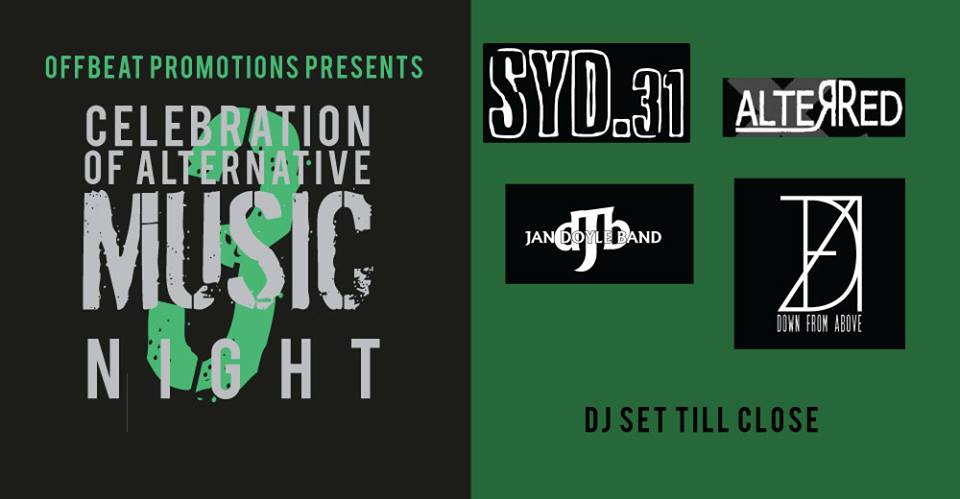 
                Offbeat promotions presents a third night of celebration of alternative music at The Fiddler's Elbow promotional image