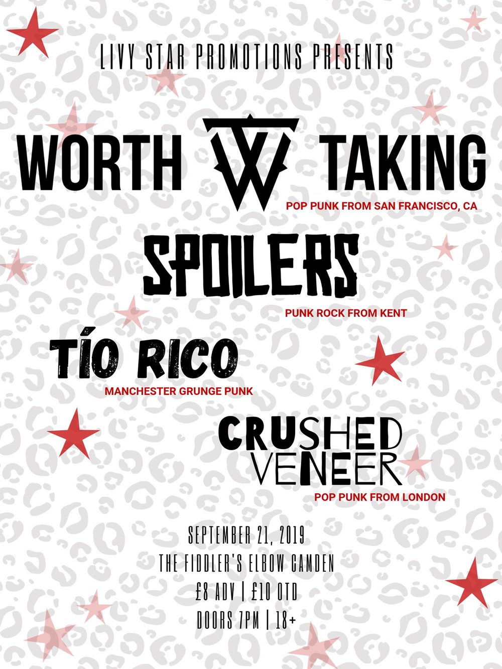 
                PUNKY - Worth Taking, Spoilers, Tio Rico, and Crushed Veneer at The Fiddler's Elbow promotional image