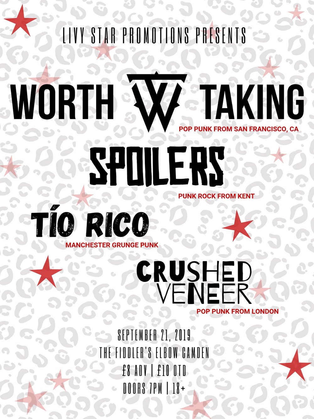 
                PUNKY - Worth Taking, Spoilers, Tio Rico, and Crushed Veneer at The Fiddler's Elbow promotional image