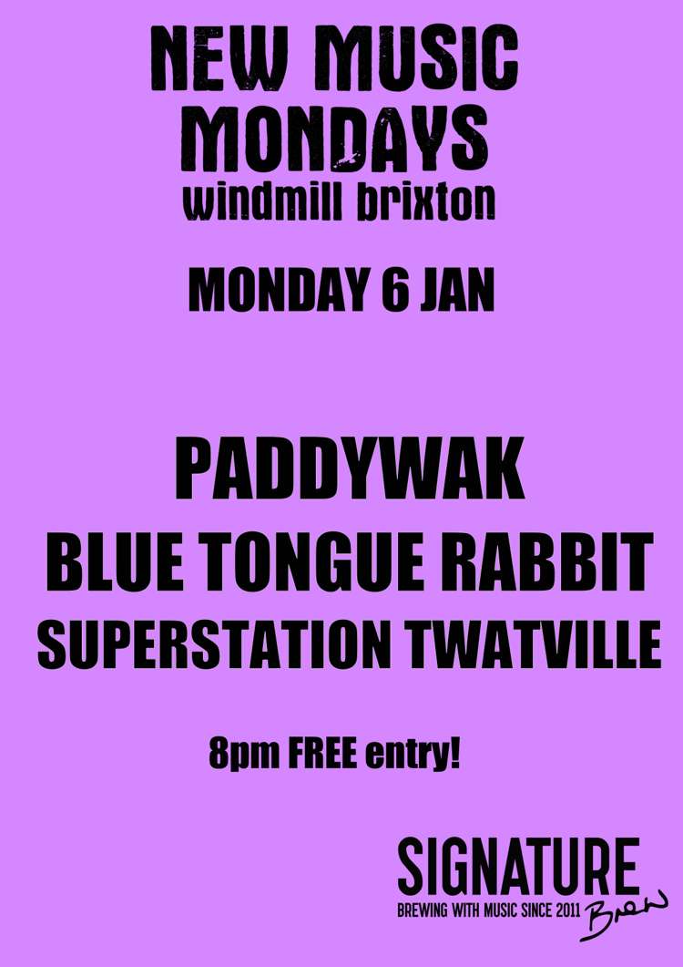 New Music Mondays: Paddywak, Blue Tongue Rabbit, Superstation Twatville  at Windmill Brixton promotional image