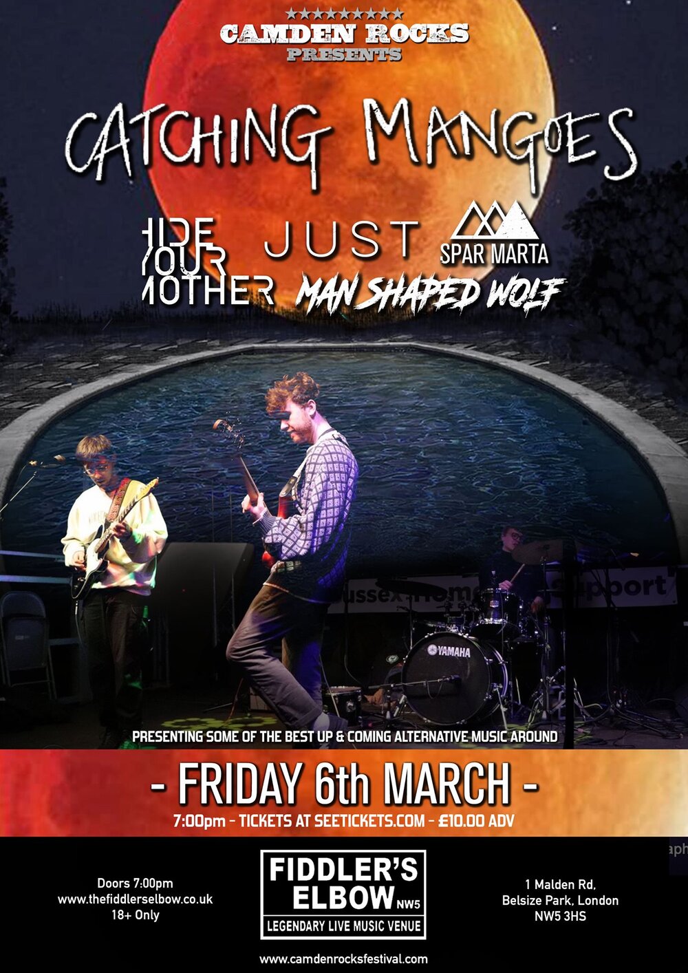 
                Camden Rocks presents Catching Mangoes & more at The Fiddler's Elbow promotional image