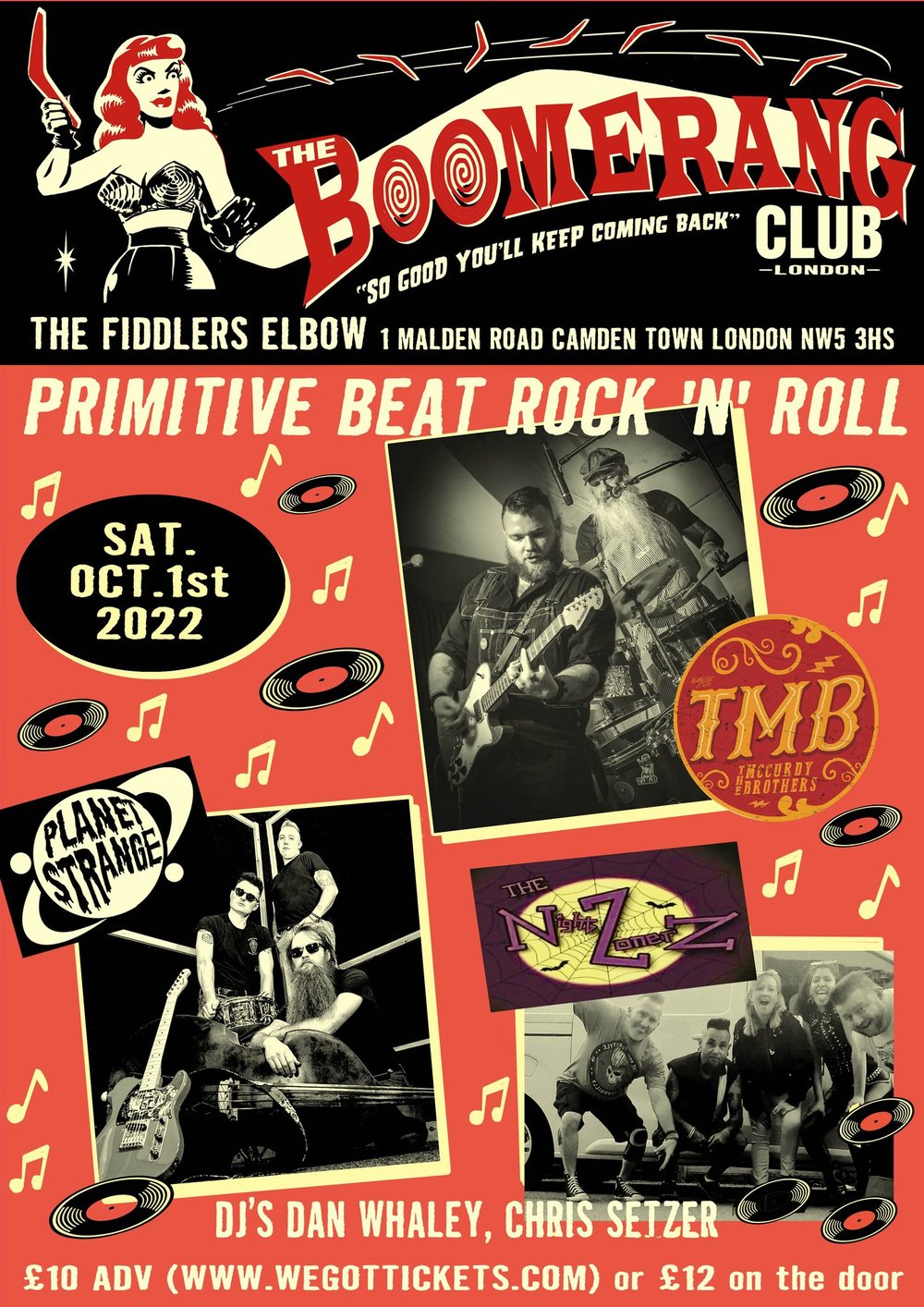
                The Boomerang Club Presents: Primitive Beat - The McCurdy Brothers, Planet Strange, The NightZonerz at The Fiddler's Elbow promotional image