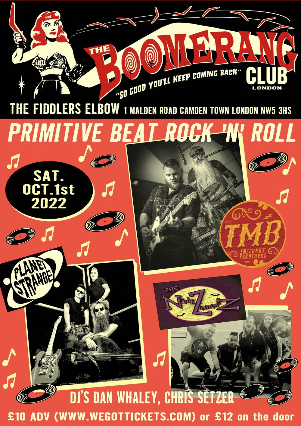 
                The Boomerang Club Presents: Primitive Beat - The McCurdy Brothers, Planet Strange, The NightZonerz at The Fiddler's Elbow promotional image