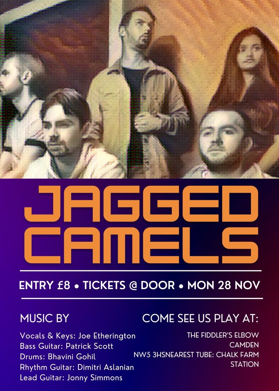 
                LIVE MUSIC EVENT - Jagged Camels  + Nature Trip + The Listening Project + GUESTS at The Fiddler's Elbow promotional image