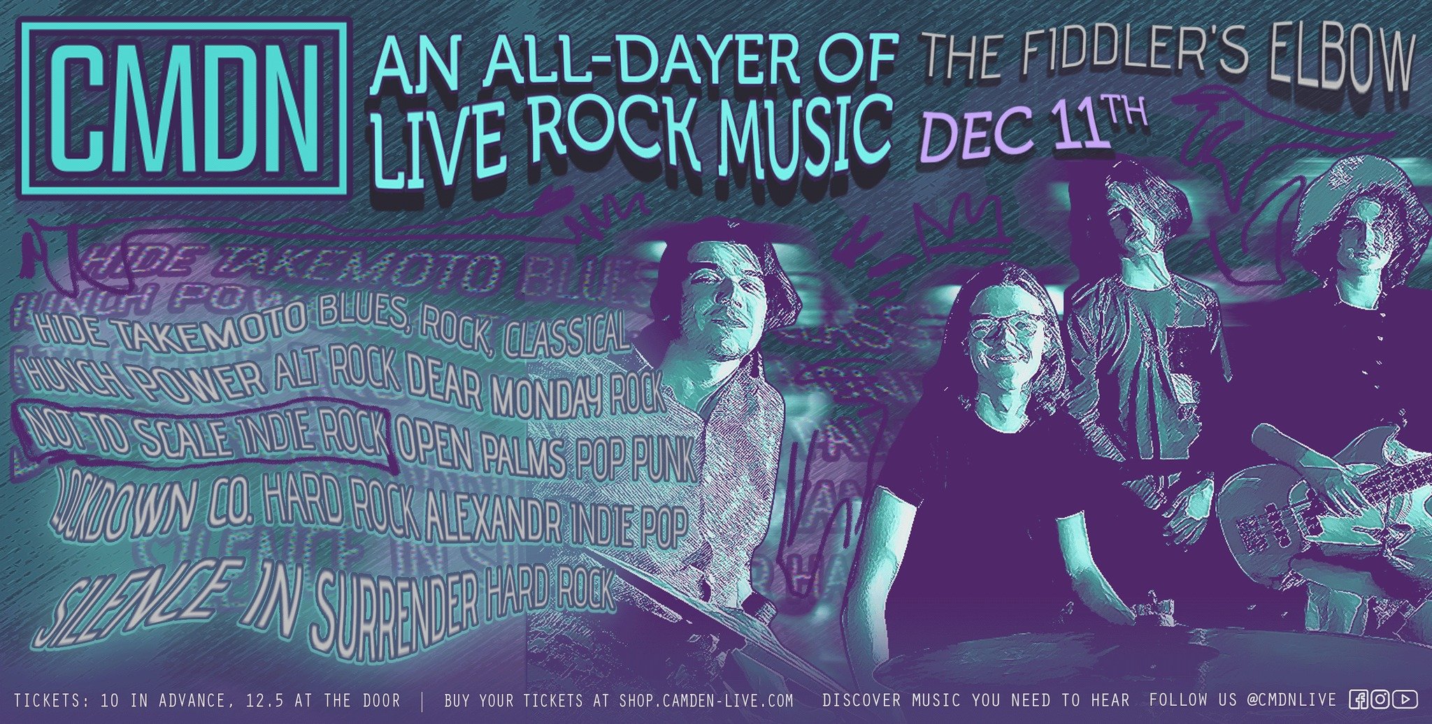 
                CMDN Presents- All Dayer Live Music Event 1pm at The Fiddler's Elbow promotional image