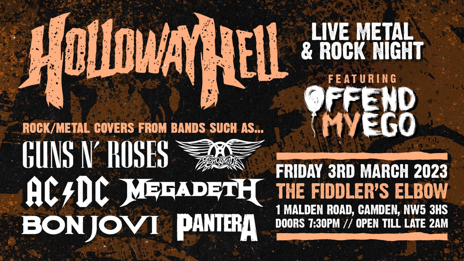 
                HOLLOWAY HELL - ROCK NIGHT - LIVE BANDS at The Fiddler's Elbow promotional image