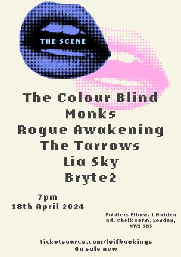 
                The Scene Camden ft: The Colour Blind Monks, Rogue Awakening, The Tarrows, Lia Sky, Bryte2 at The Fiddler's Elbow promotional image