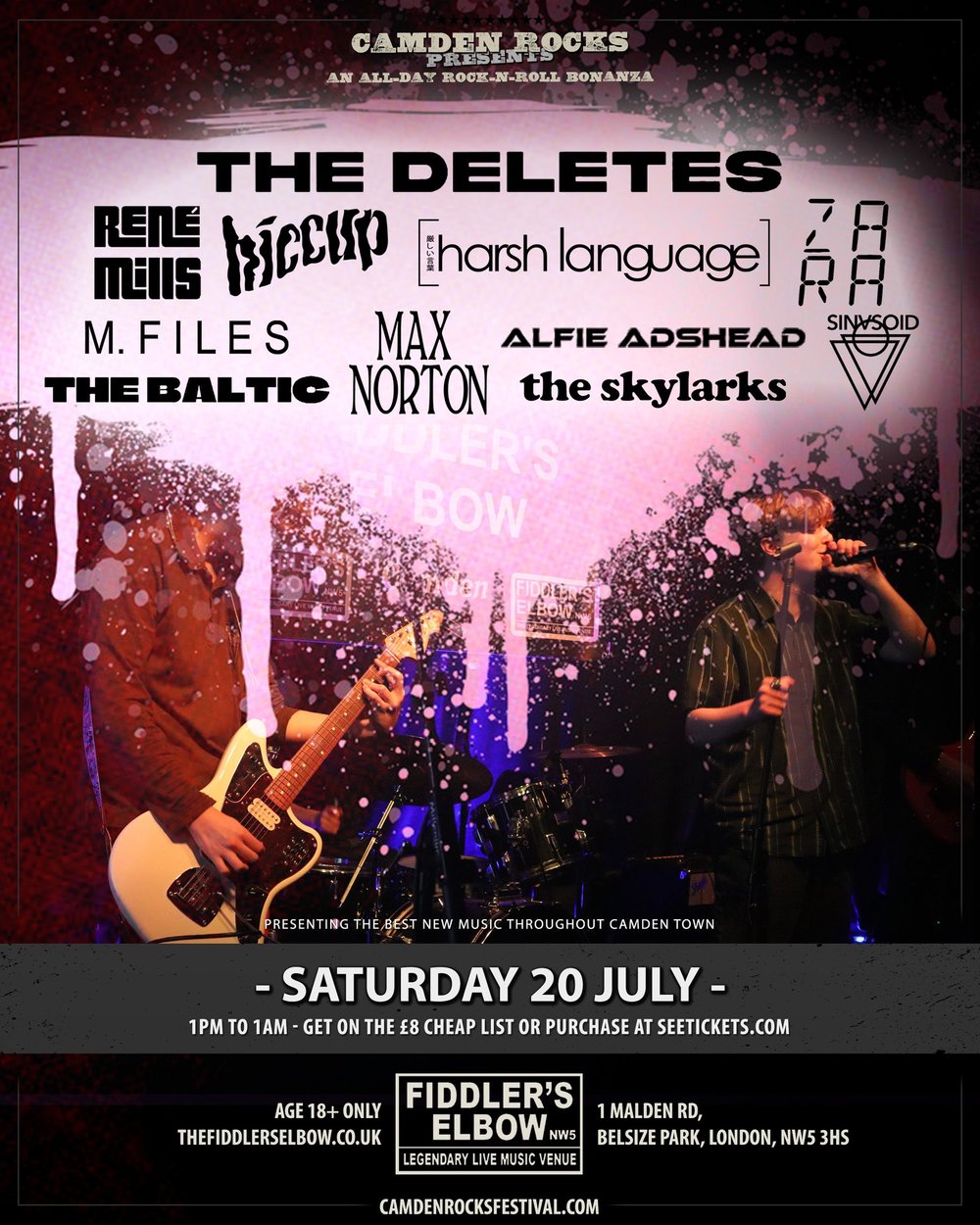 
                Camden Rocks presents an all-day rock-n-roll bonanza at The Fiddler's Elbow promotional image