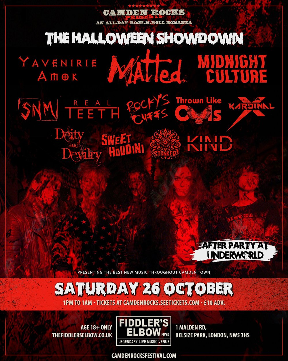 
                Camden Rocks presents an all-day Halloween rock-n-roll bonanza  at The Fiddler's Elbow promotional image