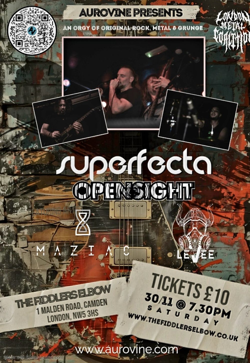 
                Aurovine presents, in association with The London Metal Coalition, four of London`s finest original rock and metal bands. at The Fiddler's Elbow promotional image