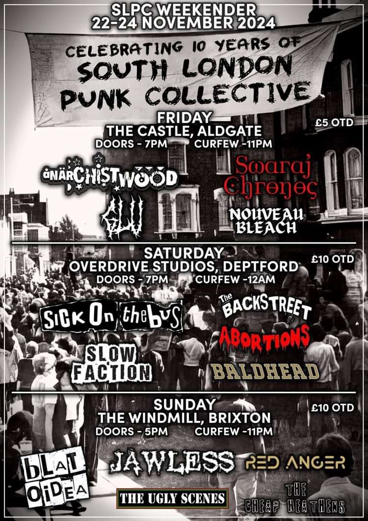 South London Punk Collective 10th Birthday Party  at Windmill Brixton promotional image