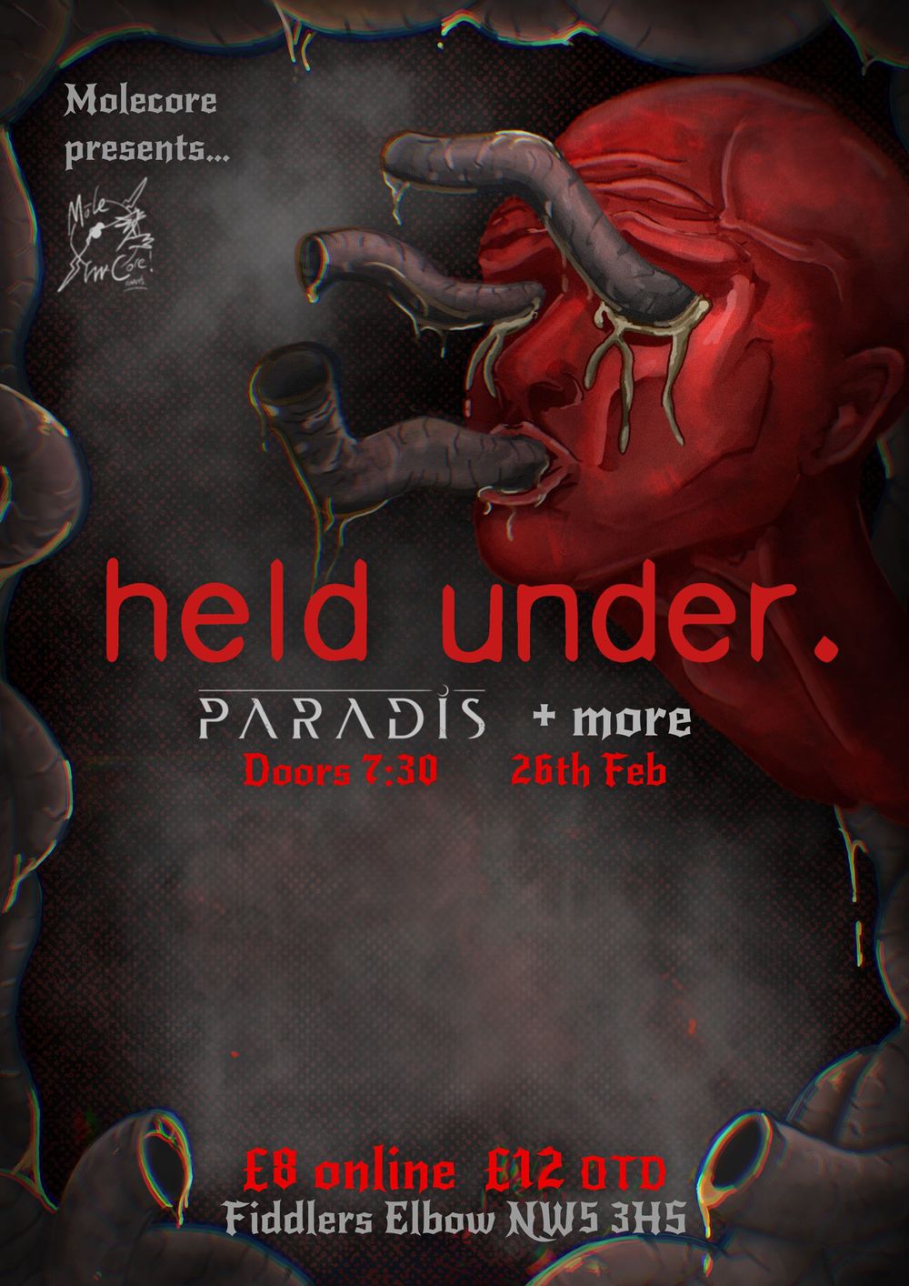 
                MoleCore and Vamelia Present: Held Under + Paradis + More tba at The Fiddler's Elbow promotional image