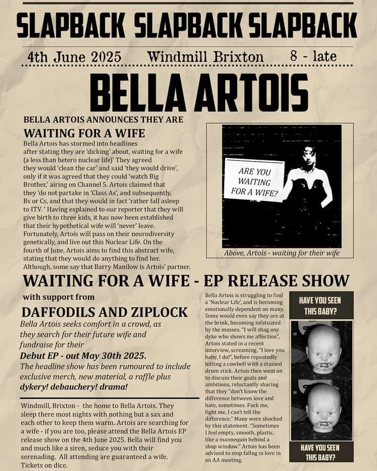 Bella Artois, Daffodils, Ziplock  at Windmill Brixton promotional image