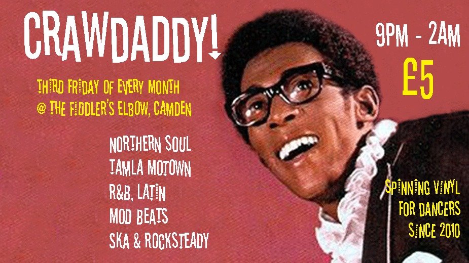 
                CRAWDADDY! WITH GUEST DJ ALAN HANDSCOMBE at The Fiddler's Elbow promotional image