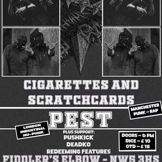 
                Cigarettes and Scratchcards + PEST at The Fiddler's Elbow promotional image