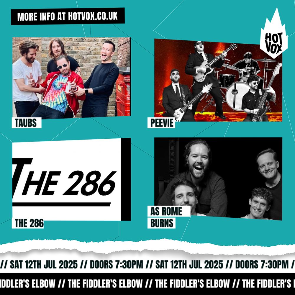 
                HOT VOX Presents:  TAUBS // Peevie // The 286 // As Rome Burns at The Fiddler's Elbow promotional image
