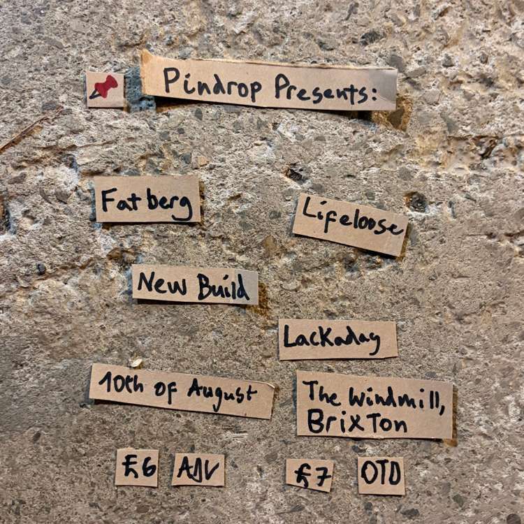 Pindrop: Fatberg, Lifeloose, New Build, Lackaday  at Windmill Brixton promotional image