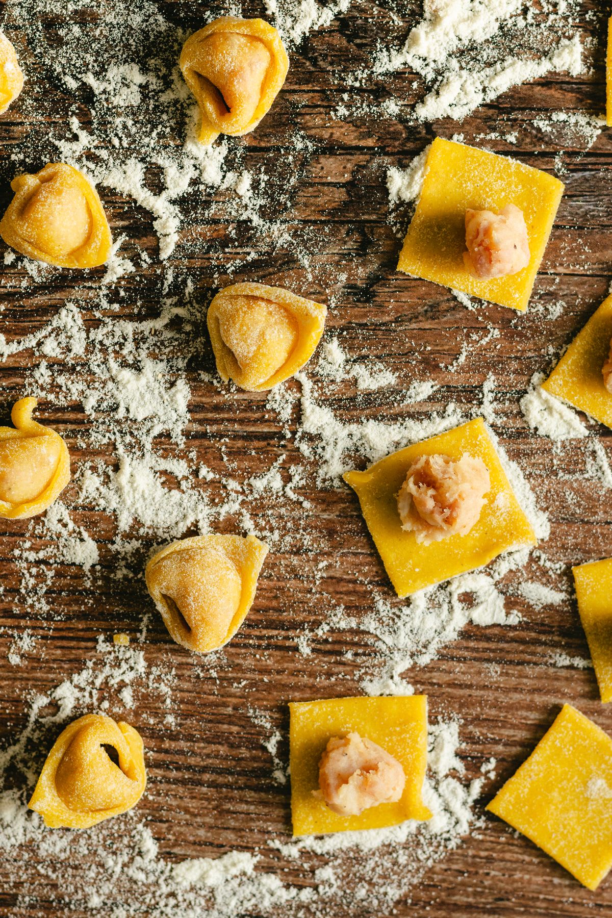 Cookie dough being given shape.