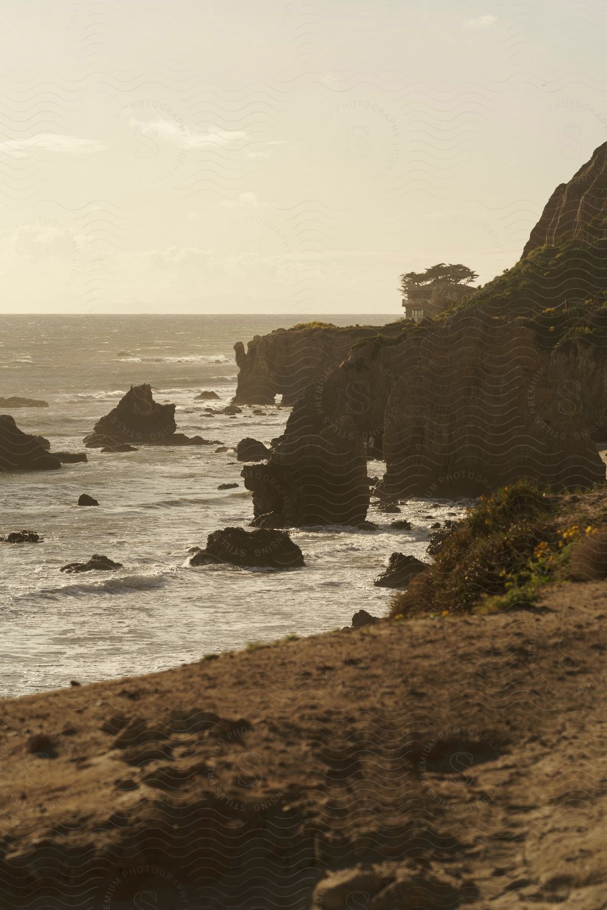 A view of the beach on a sunny day