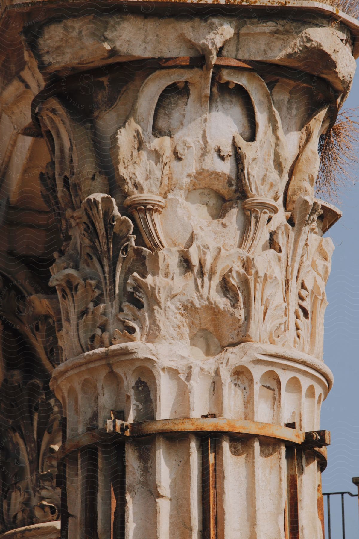 close-up of a pillar with a crown on it