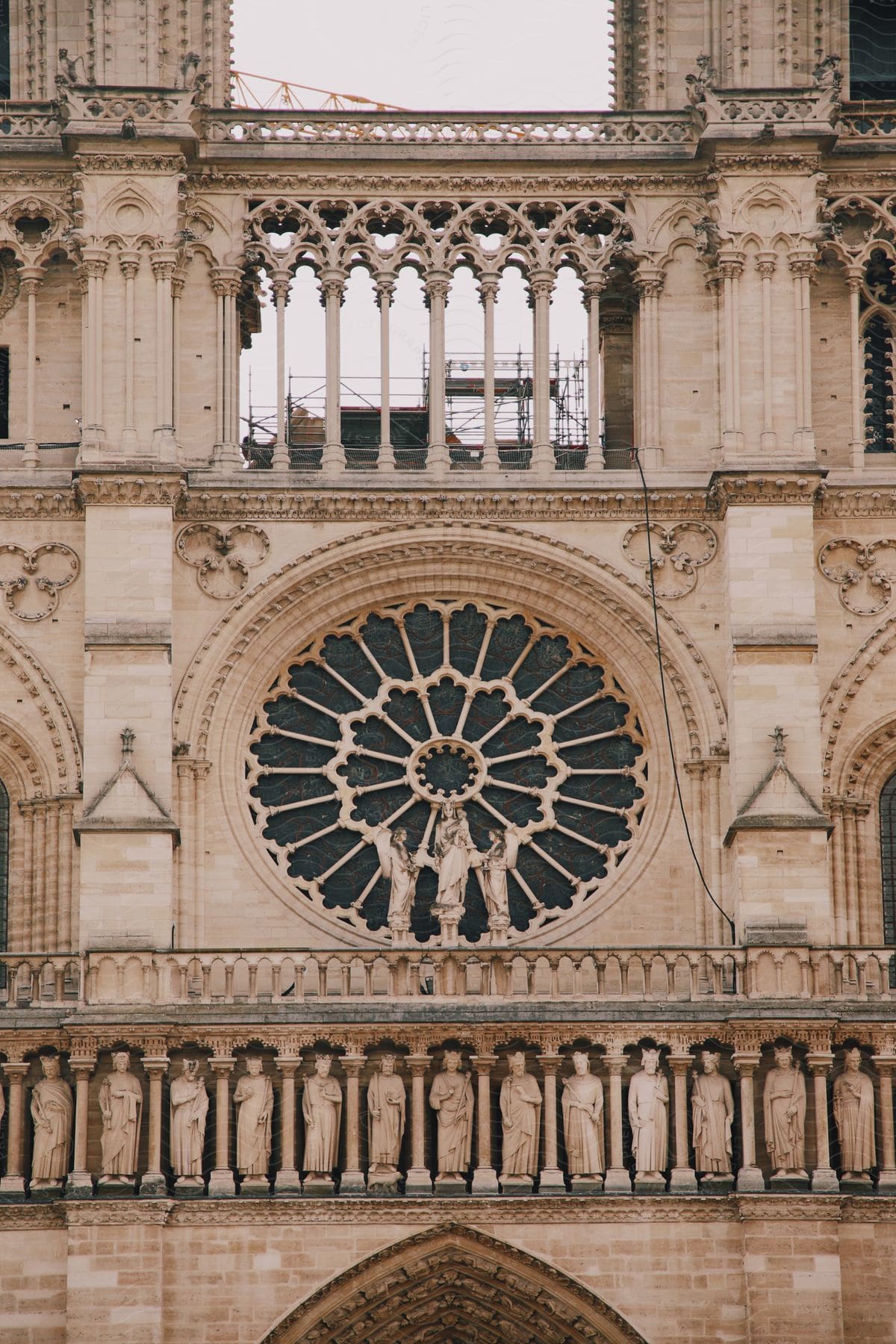 Exterior architecture of the Cathédrale Notre-Dame de Paris.