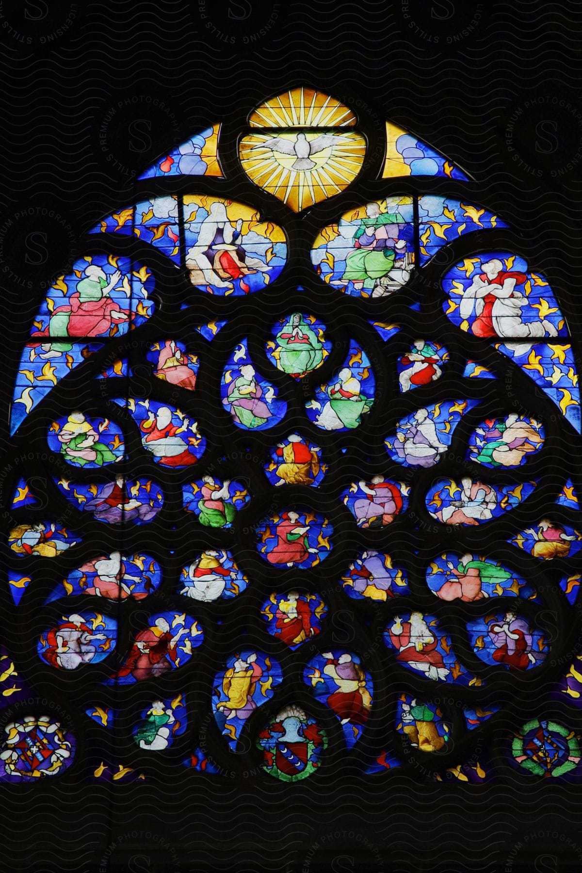 Stained glass window in the church of saint germain