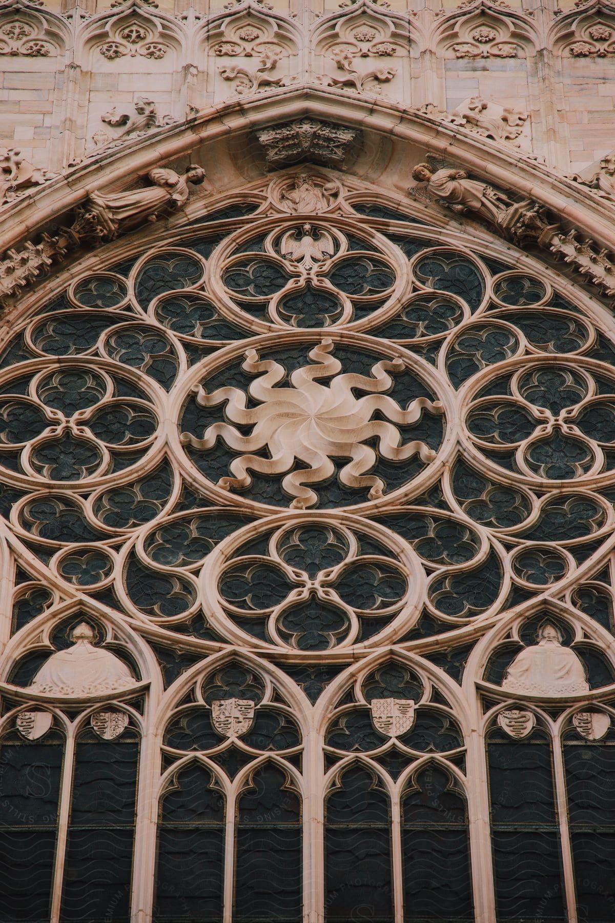 Close-up of an exterior part of the Duomo di Milano.