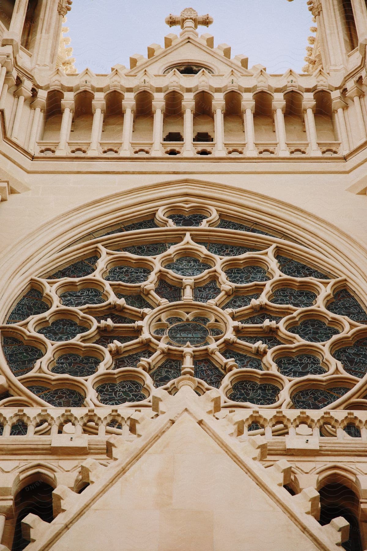 Close-up of the exterior architecture of a church.