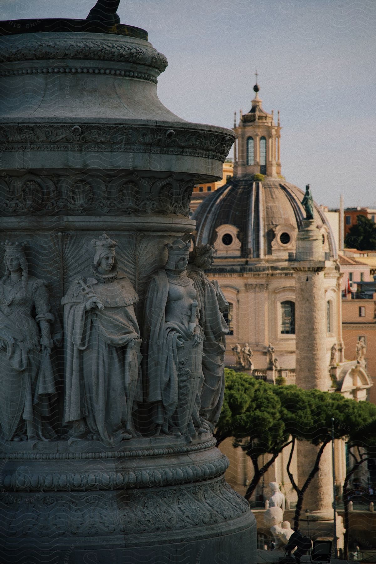 The base of the statue of Victor Emmanuel II.