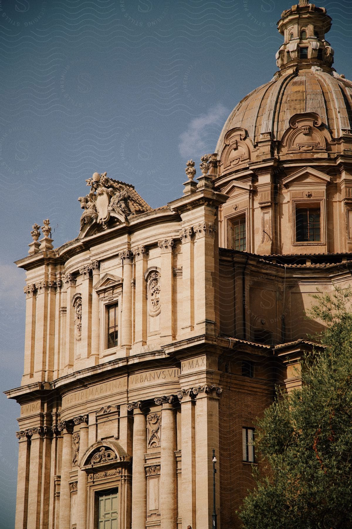 Detailed architecture of Santa Maria di Loreto church in Rome
