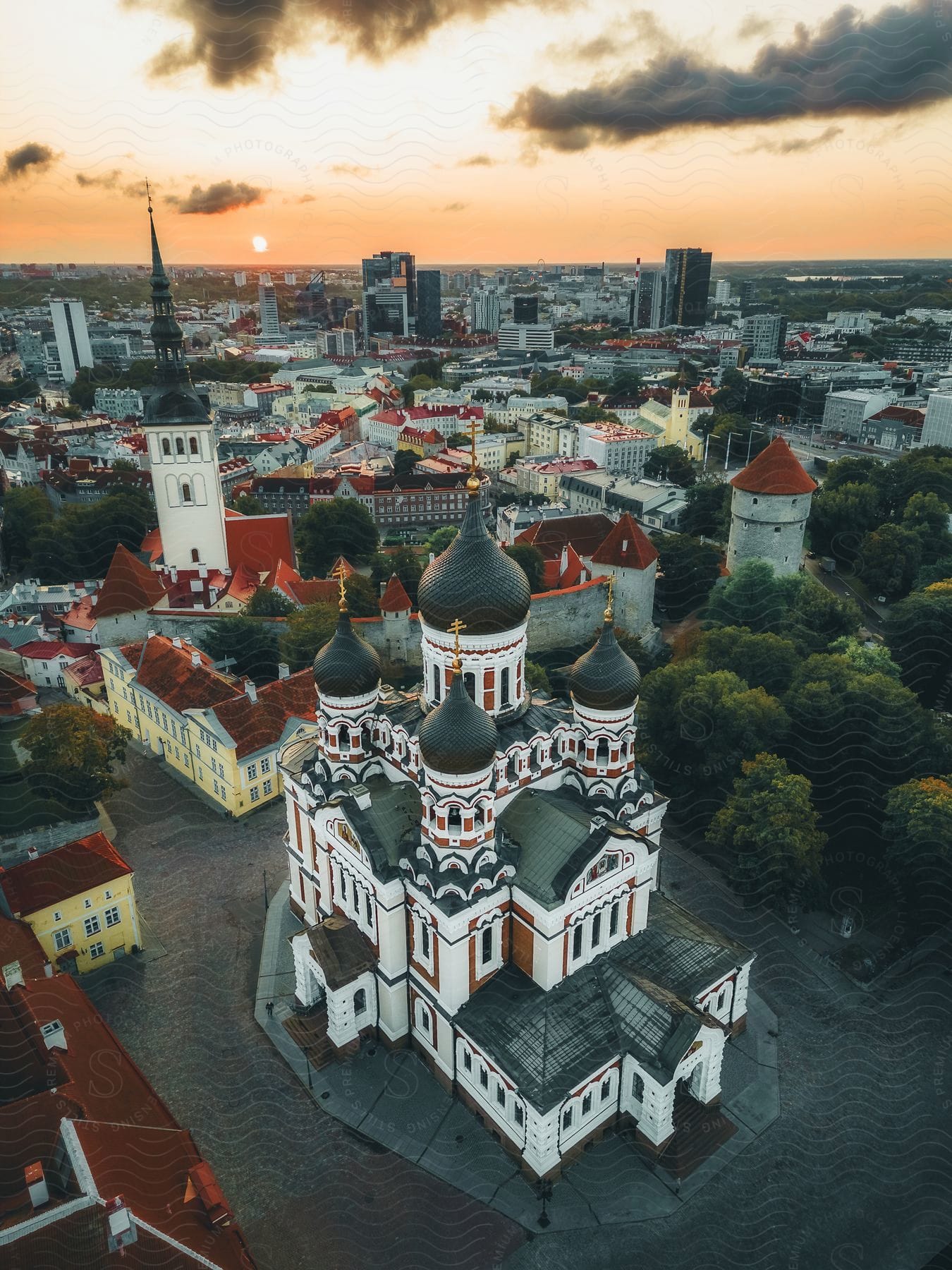 An aerial view of the Alexander Nevsky Cathedral.