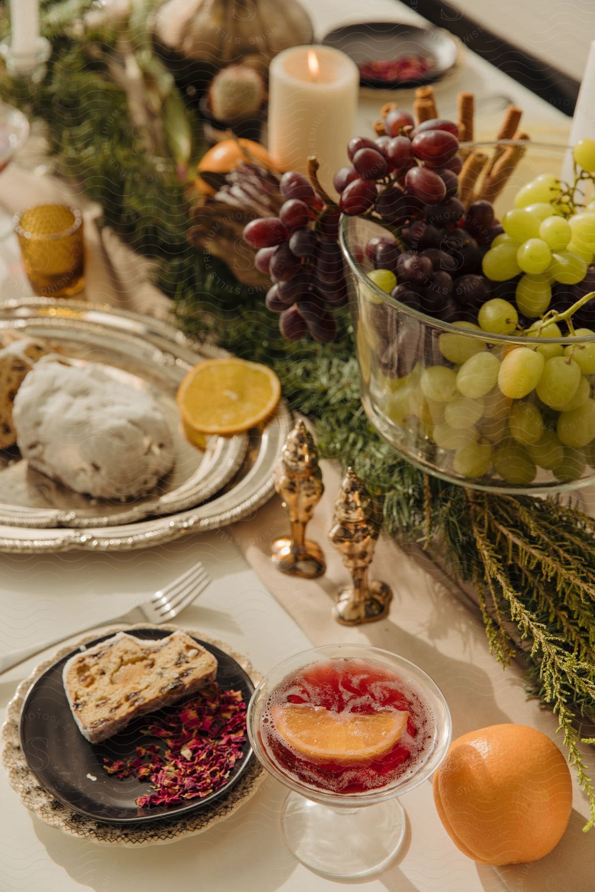 A lot of food sitting on a table in a room.