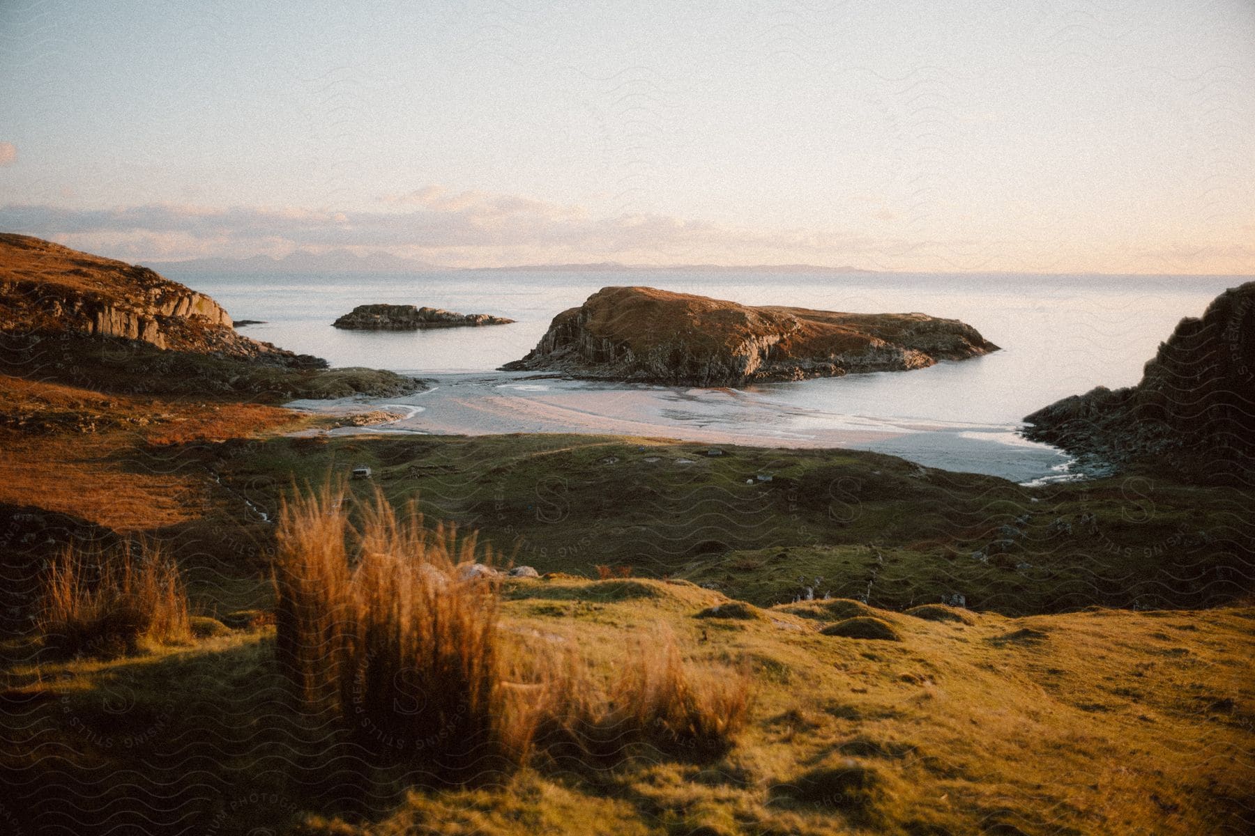 Promontory along the coast with small islands in the water