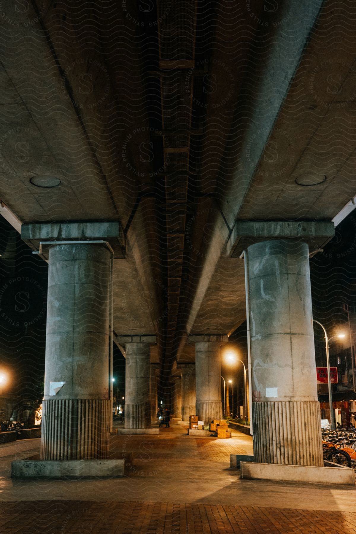 Structures of a road bridge in the urban city.