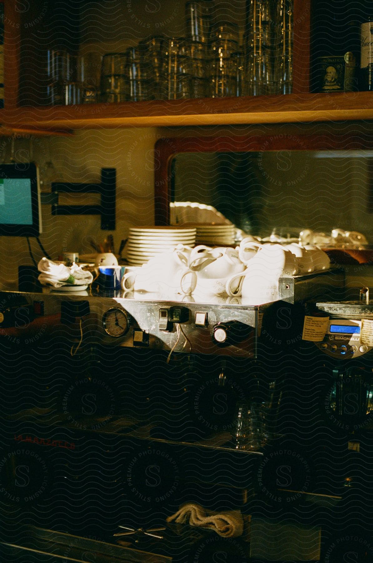 A view of a coffee machine in a restaurant.