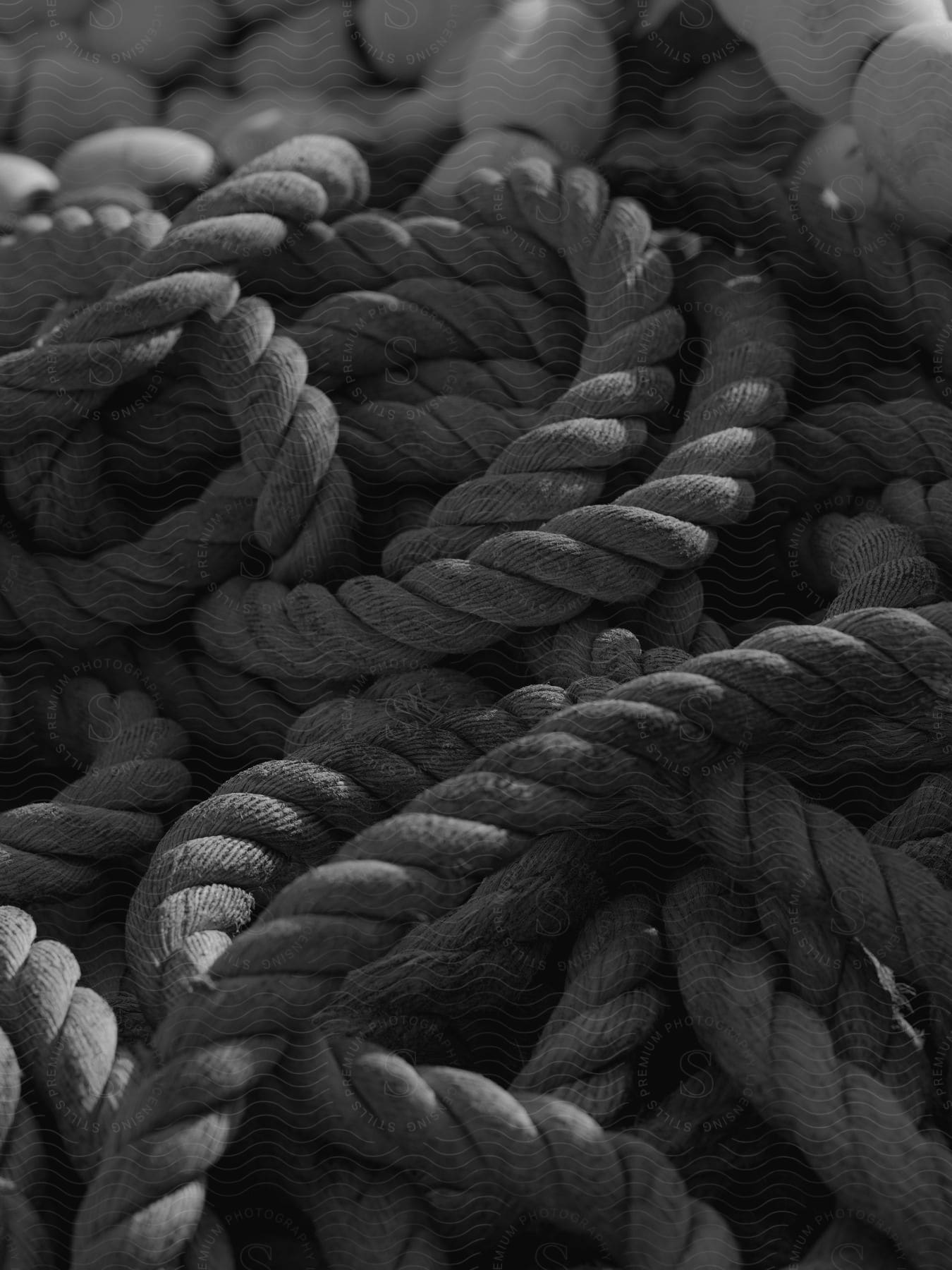 Close-up Of Intertwined Thick Ropes, Stock Image 247258