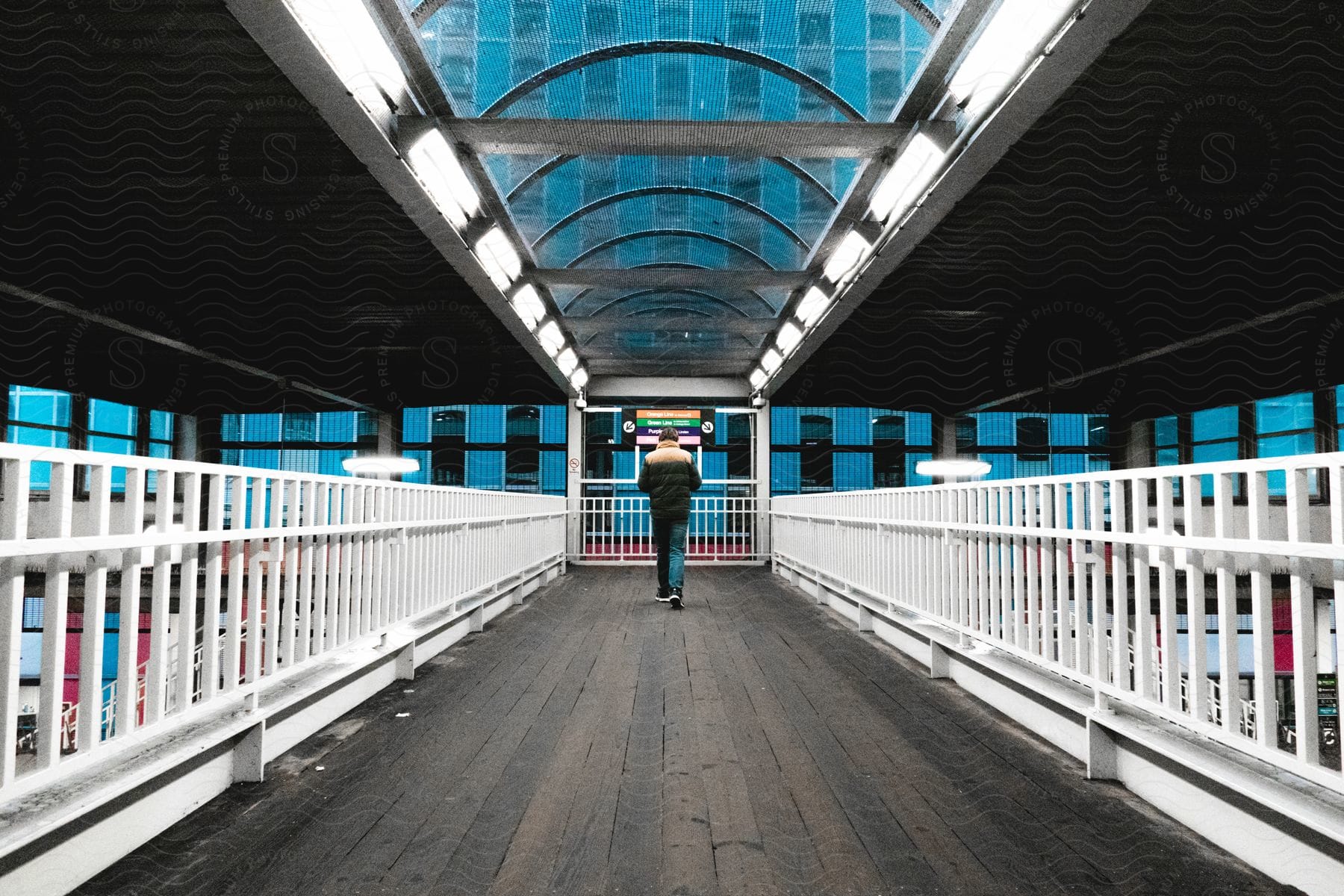 View of a corridor with lighting and a panoramic ceiling.