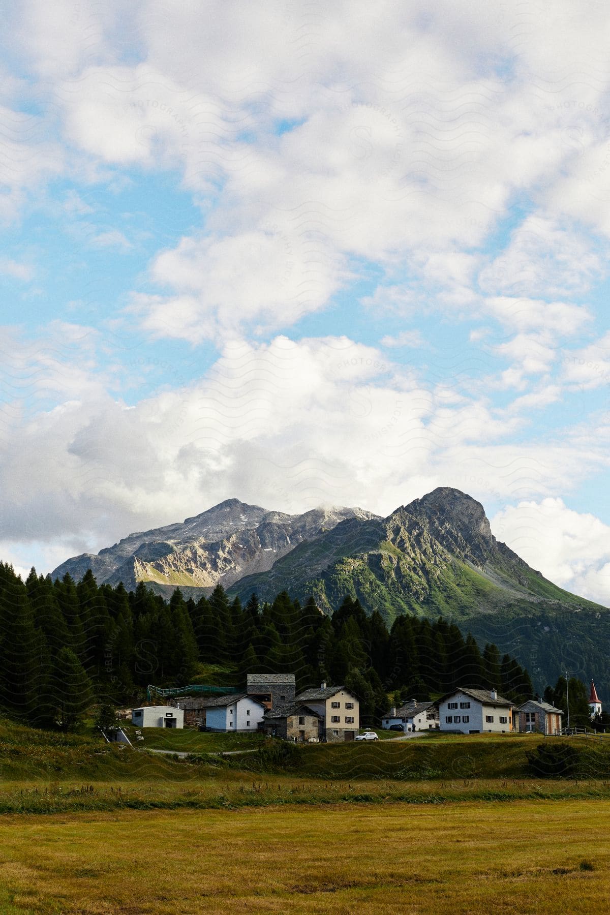 a rural town close to the mountain