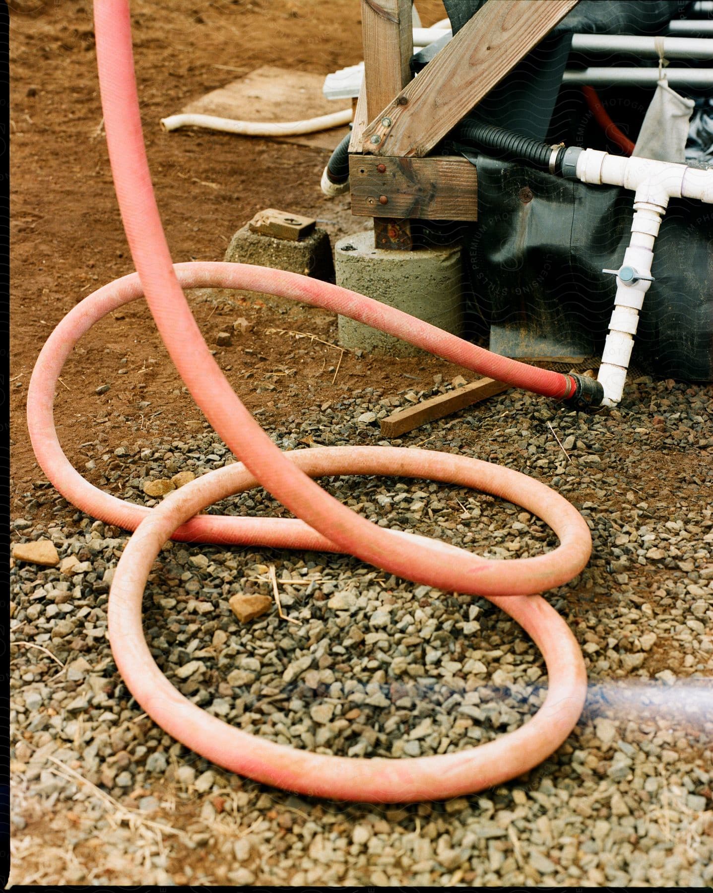 A hose hooked up at a construction site