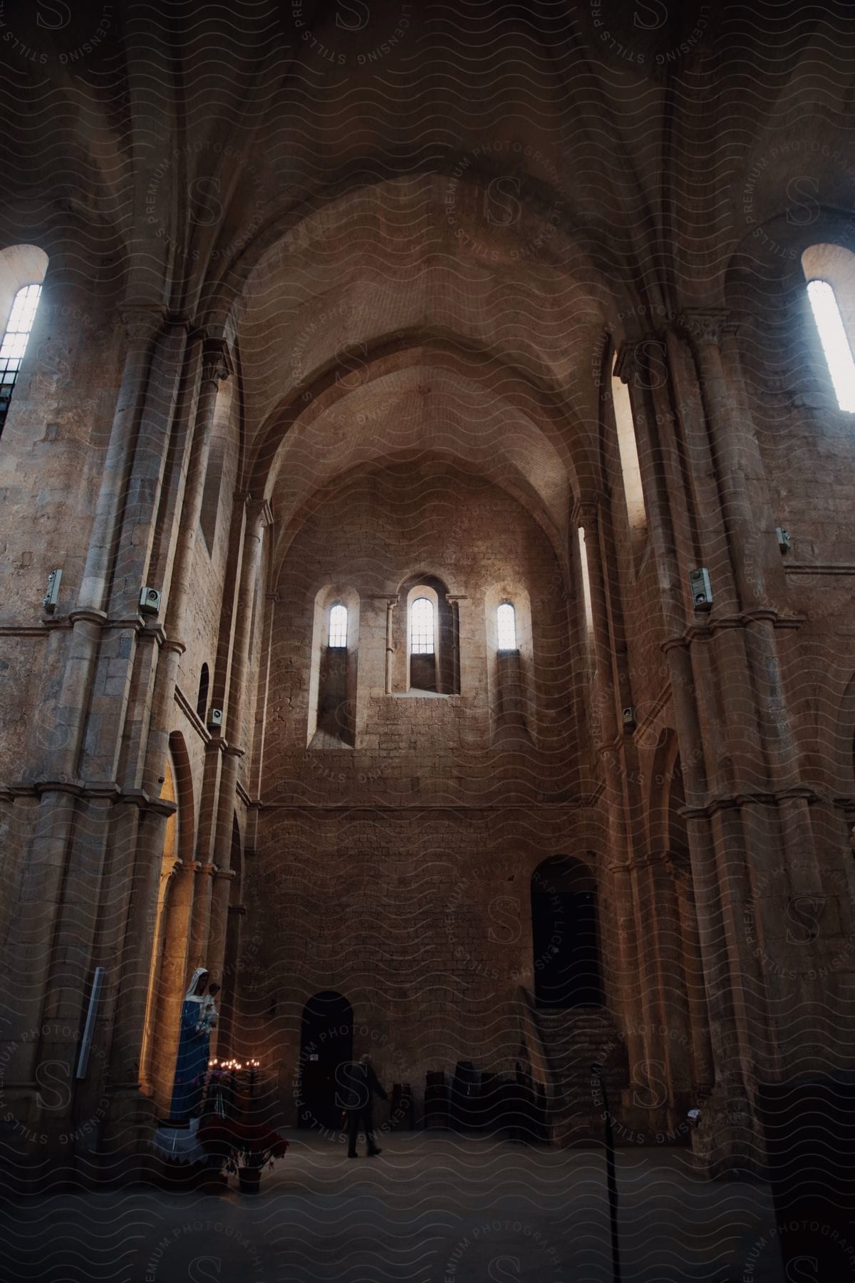 Interior architecture with pillars inside a church