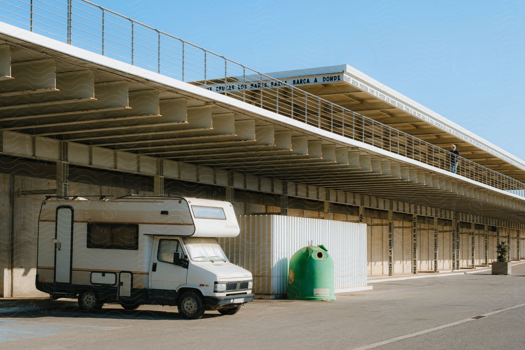 Van parked in a terminal outside