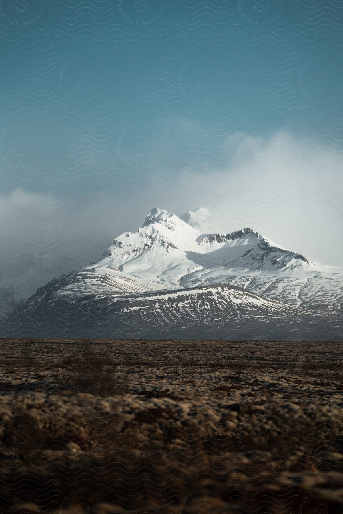 Rocky soil and is the bottom on the mountain covered by Snow