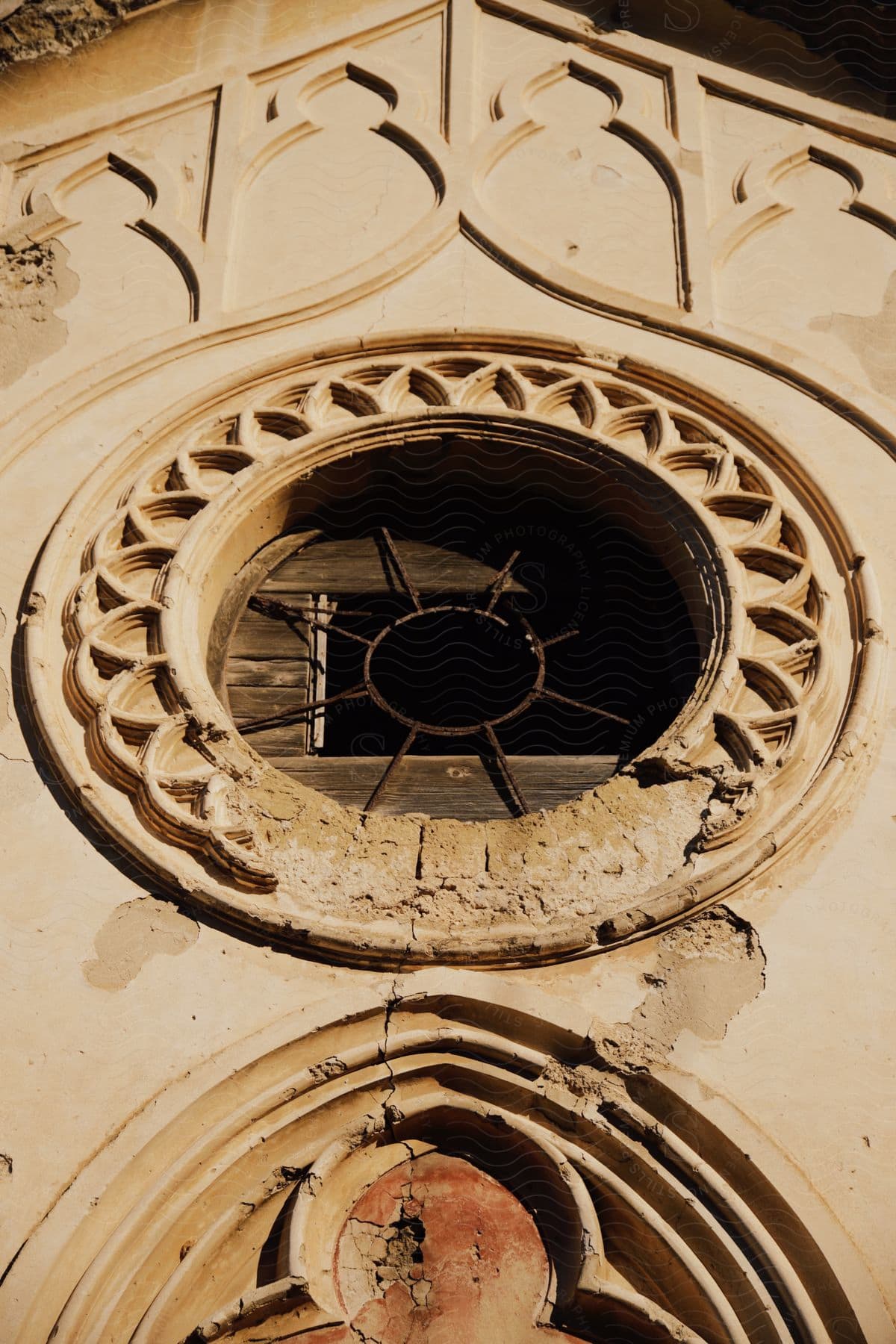 External architecture of the front window of the Church of San Giuda Taddeo.