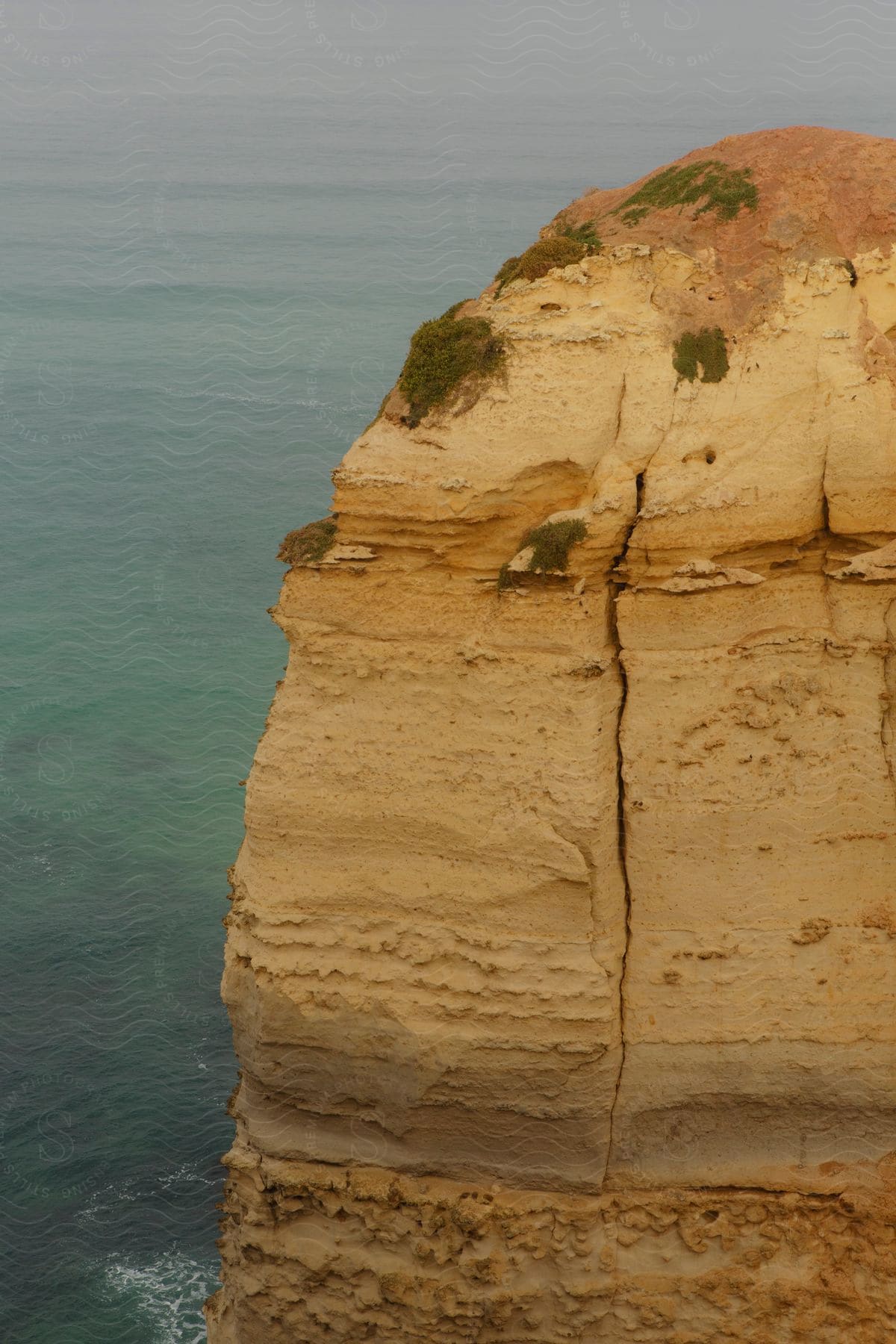 A cliff along the coast of the ocean.