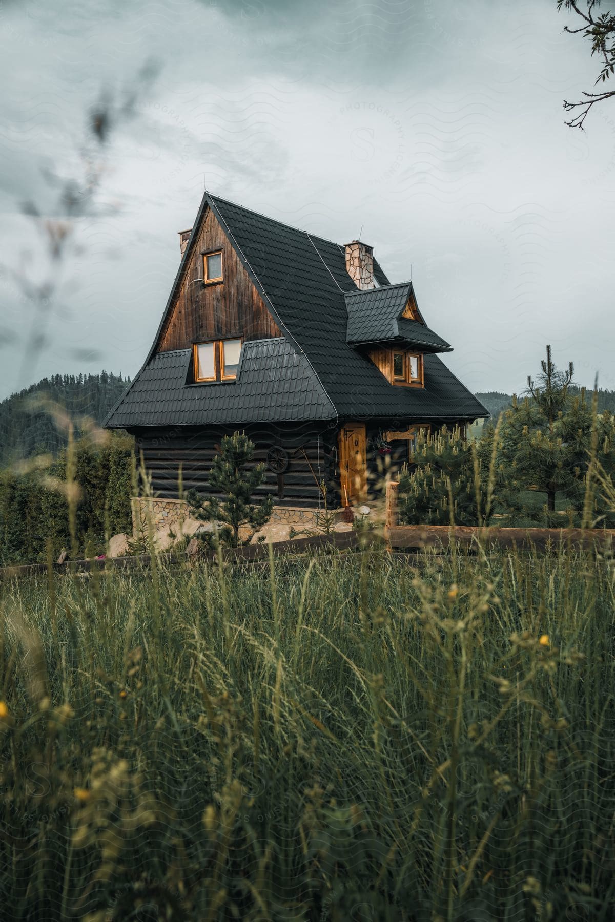 A view of a house in a rural area outdoors