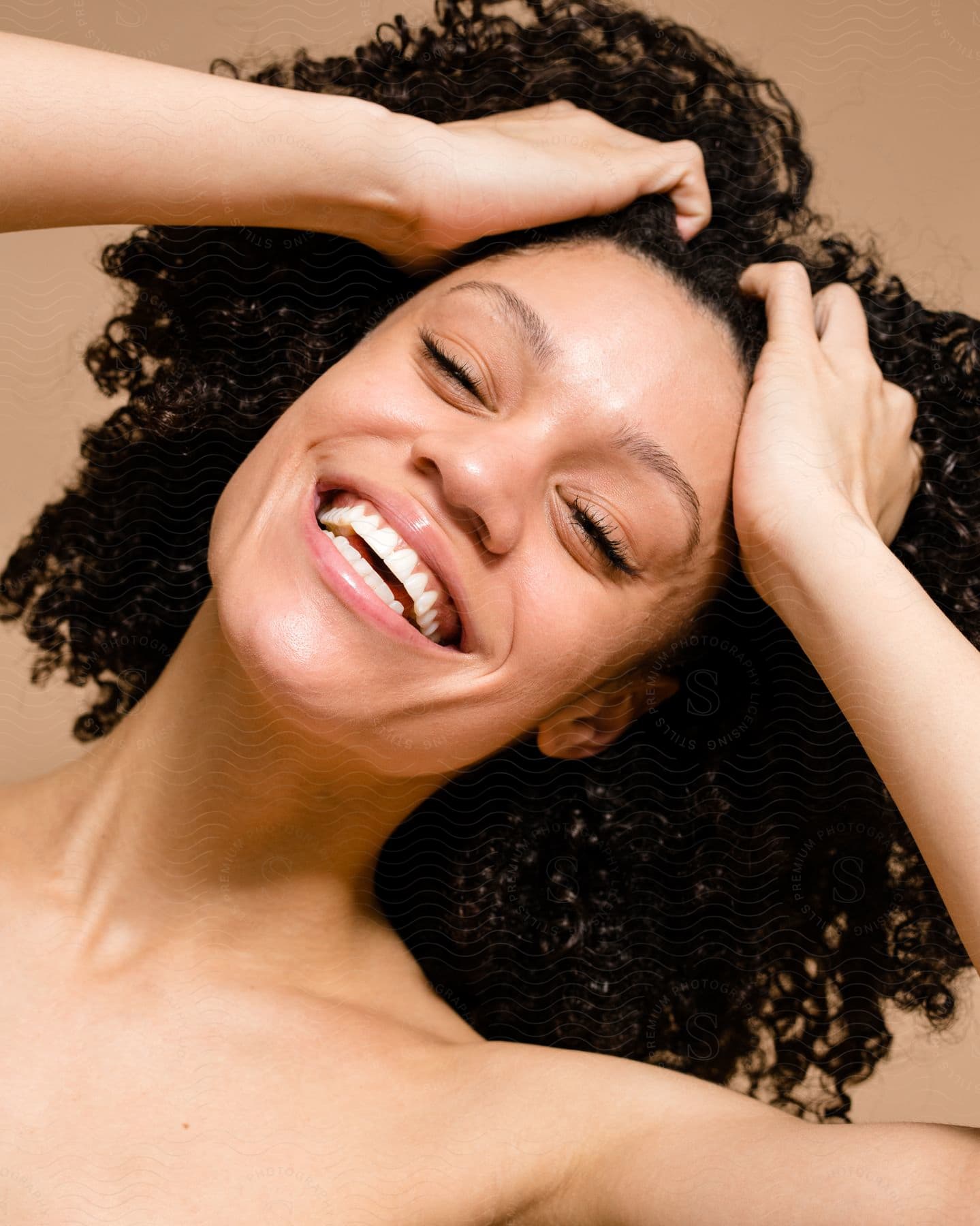 A portrait of a woman modeling some makeup