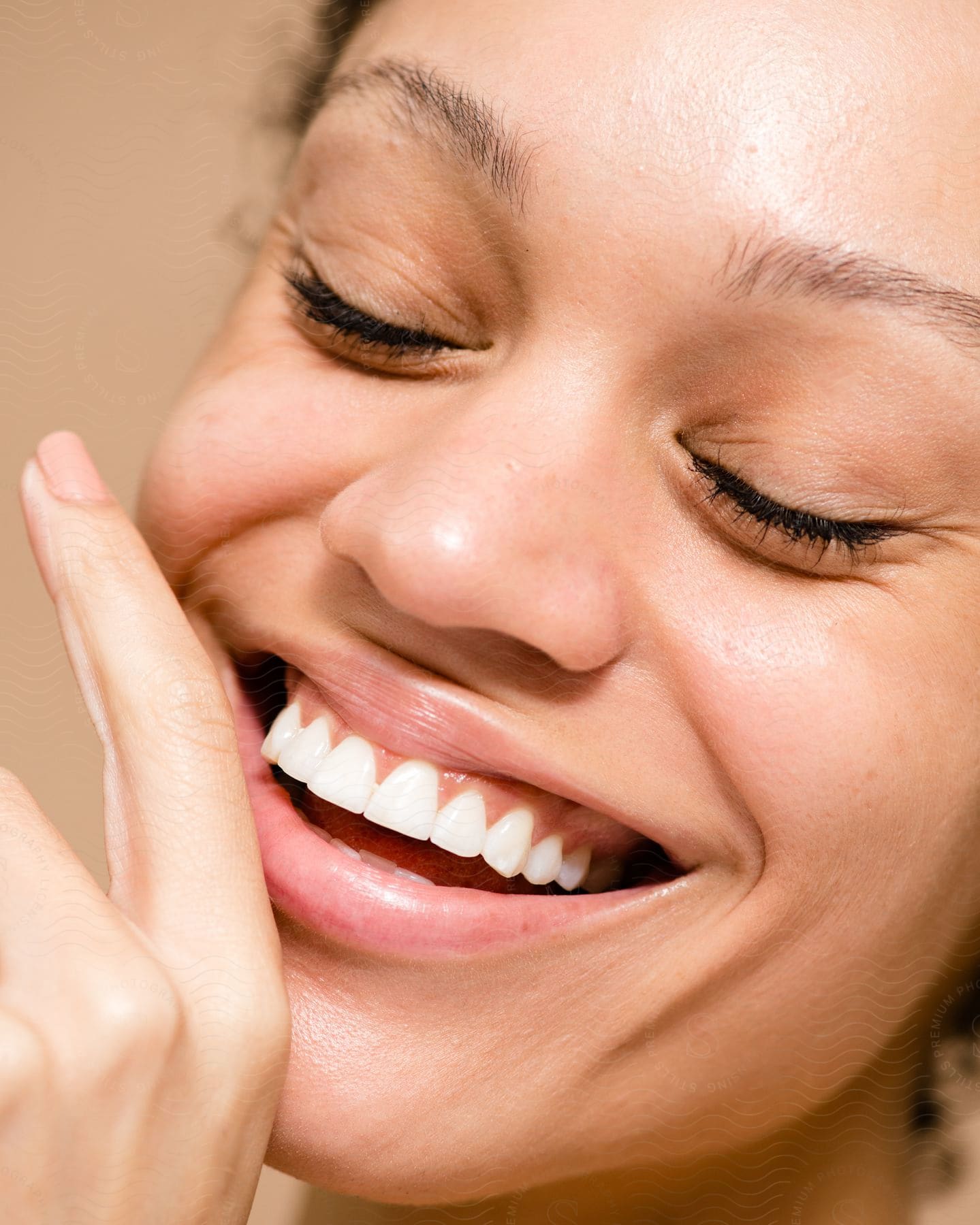 a woman smiling